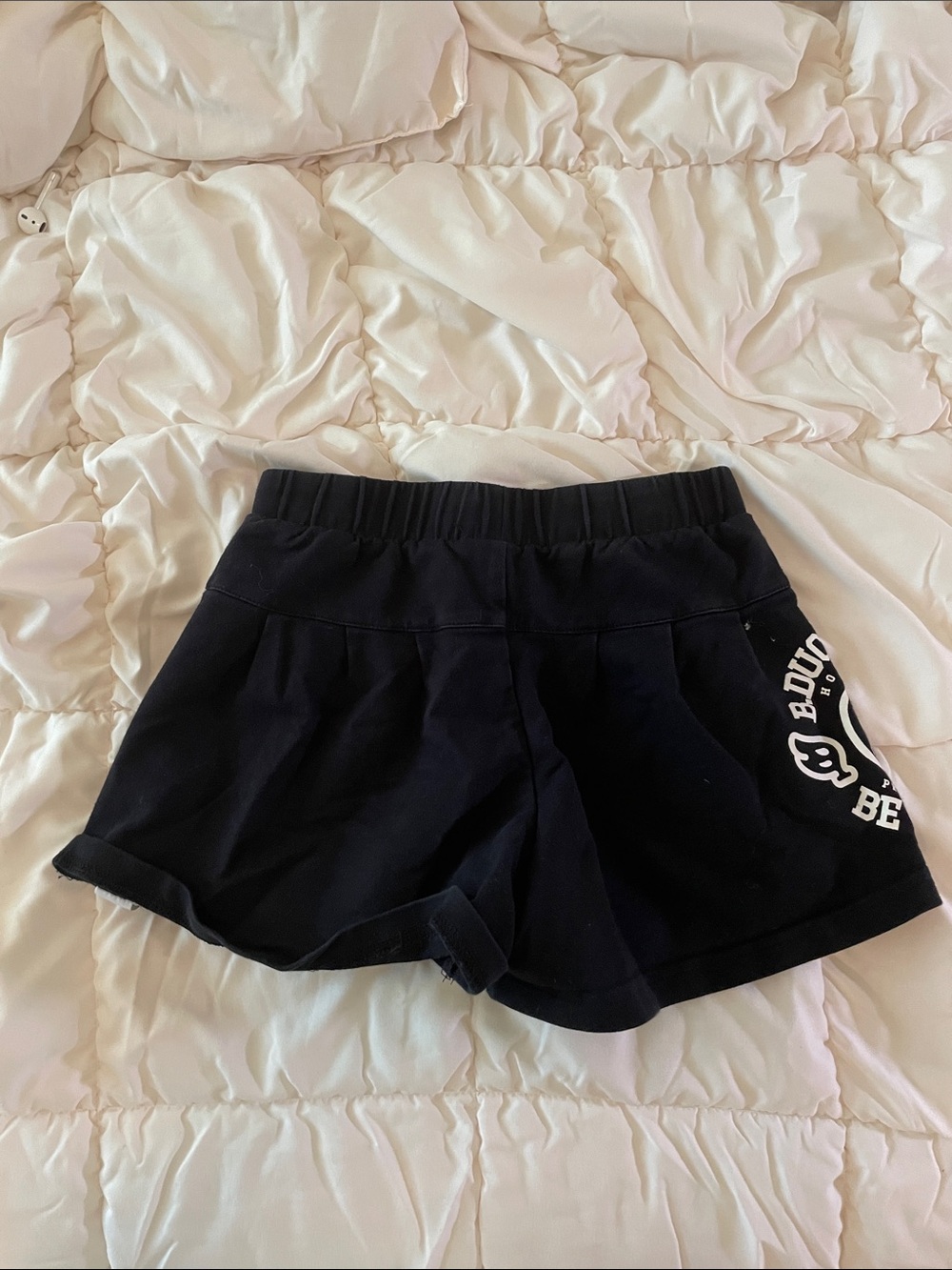 black graphic shorts
